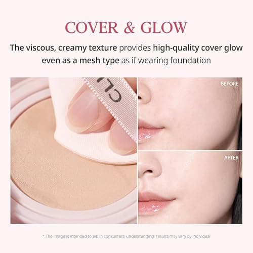 CLIO Kill Cover Mesh Glow Cushion Foundation ([Refill Included] 15g*2, 24W SAND), Glass Skin, Long-Lasting, Lightweight, Buildable Coverage, Glowy Skin Makeup thumbnail 3