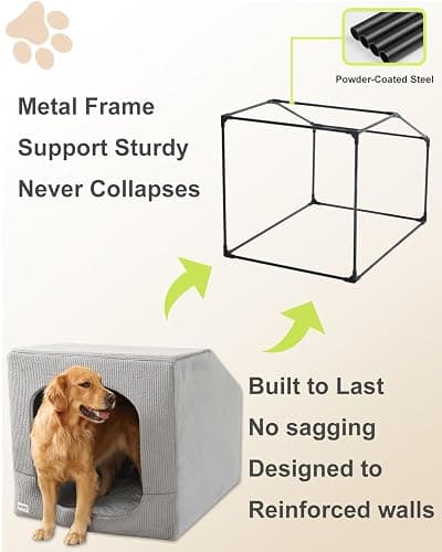 Hovicaed Indoor Dog House for Extra Large Medium Small Sized Dogs - Dog Tent with Washable Removable Cover, Pet Orthopedic Dog Cave Bed Egg-Crate Foam Cushion, Inside Dog House Large Space(XXL) thumbnail 4