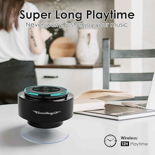 XLeader, Upgraded, Pro Shower Speaker, Certified IPX7 Waterproof Bluetooth Speaker with Suction Cup, Hook Clip, Built-in Mic, Crystal Sound&Rich Bass, up to 12H Playtime, Ideal Gifts - SoundAngel Mate thumbnail 4
