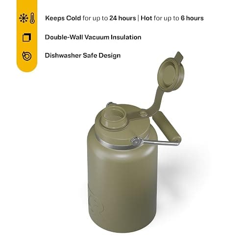 RTIC Half Gallon Outback Jug, Stainless Steel, Ceramic Lined Insulated Water Bottle with Lid and Handle, BPA-Free, Double Wall Vacuum Insulation, Olive thumbnail 3