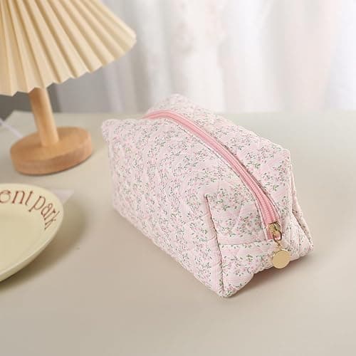 Suweiyuanshiyi Floral Makeup Bag,Multi-Functional Coquette Cosmetic Bag,Soft Fuzzy Cosmetic Pouch Puffy Travel Toiletry Bag,Aesthetic Makeup Brushes Storage Bag for Women Girls Girlfriends thumbnail 2