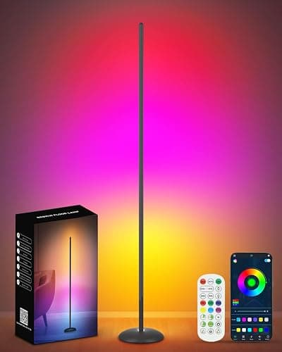 Vexinat Corner Floor Lamp, Smart RGB LED Corner Lamp with App & Remote, Modern Floor Lamp with 16 Million Colors, Music Sync, Scene Modes, Color Changing Standing Lamps for Living Room, Bedroom - Image 1