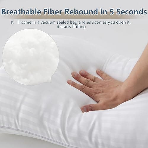 CozyLux Pillows Standard Size Set of 4, Cooling Hotel Quality Bed Pillows with Premium Soft Down Alternative Fill for Side Back and Stomach Sleepers - 4 Pack, Standard, 18x26 Inches thumbnail 5