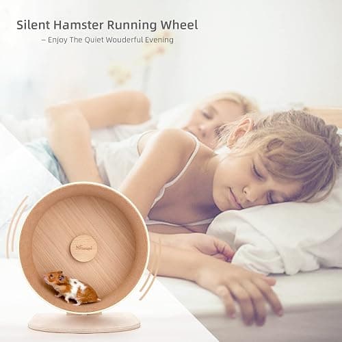 Niteangel Wooden Hamster Exercise Wheel: - Silent Hamster Running Wheel for Hamsters Gerbil Mice and Other Similar-Sized Small Pets (M) thumbnail 4