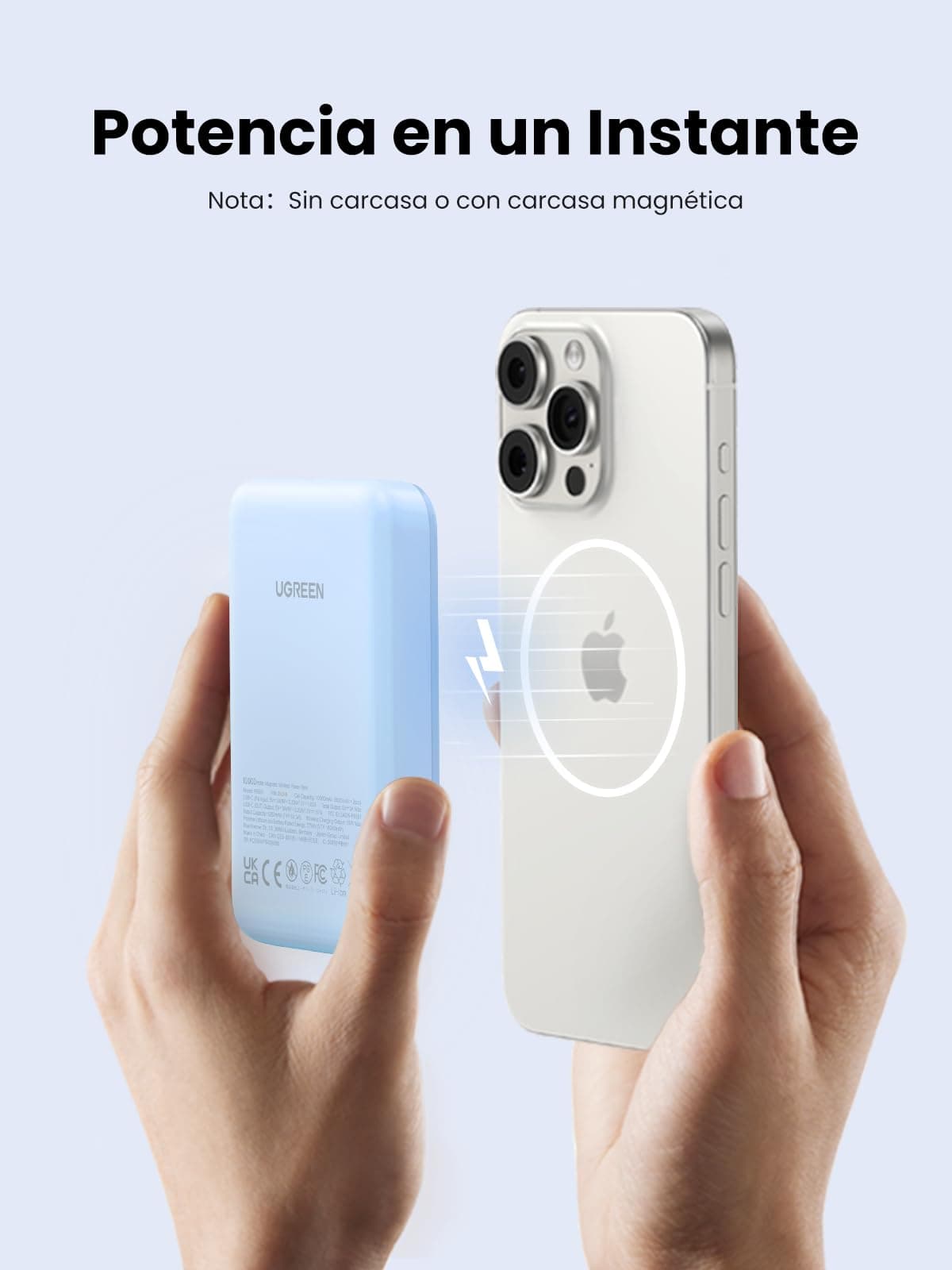 UGREEN 10000mAh Power Bank Inalámbrico PD 20W Carga Rápida, Cargador Portátil USB C Magnético, Batería Externa Compatible con iPhone 16/15/14 Serie, Galaxy, Xiaomi, iPad, LG, Azul thumbnail 3