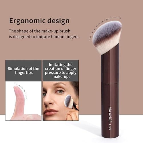 MAANGE 20 PCS Foundation Makeup Brush Set, Double-ended Kabuki Contour Brush for Liquid Powder Concealer Blending Blush Face Makeup Tools (Coffee) thumbnail 4