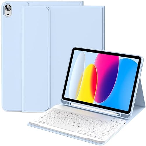 IAMKHO Keyboard Case for iPad (A16) 11th Gen 11 Inch 2025, iPad 10th Generation 10.9 Inch 2022, Detachable Wireless Bluetooth Keyboard with Built-in Left Side Pencil Holder (Sky Blue) - Image 1