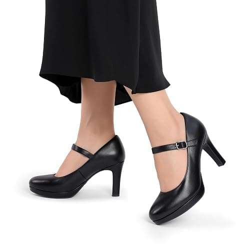 DREAM PAIRS Women's Pumps Close Toe Classic High Heels Round Toe Comfortable Low Platform Mary Jane Dress Shoes thumbnail 9