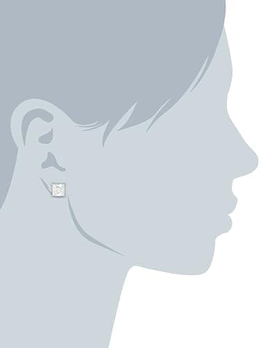 Amazon Essentials Plated Sterling Silver Cubic Zirconia Stud Earrings (Round & Princess) thumbnail 5