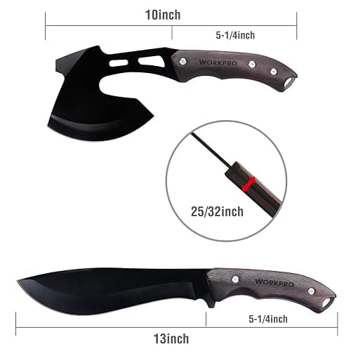 WORKPRO Axe and Fixed Blade Knife Combo Set, Full Tang, Wood Handle, for Outdoor Camping Survival Hunting, Sheath Included thumbnail 3