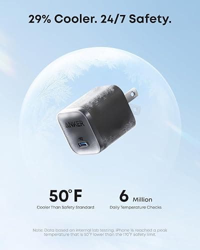 Anker Nano Charger, 45W Fast Charging, Compact and Foldable Plug USB C Charger Block for iPhone 17 Series, MacBook, Pixel 9, iPad, Samsung Galaxy S25 Ultra / S24 Series (6 ft Cable Included) thumbnail 4