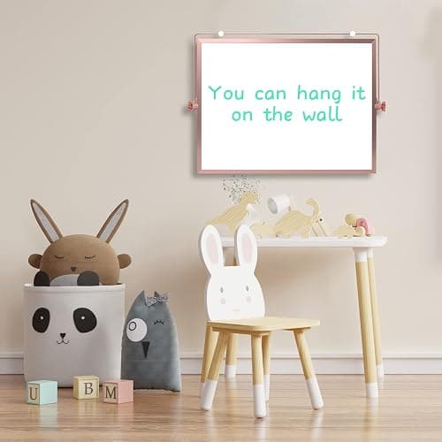 16 x 12 inches Dry Erase Whiteboard, Rose Gold Magnetic Desktop Double-Sided White Board with Stand, 10 Markers, 1 Eraser, 4 Magnets, Portable Whiteboard Easel for School Office Home thumbnail 6