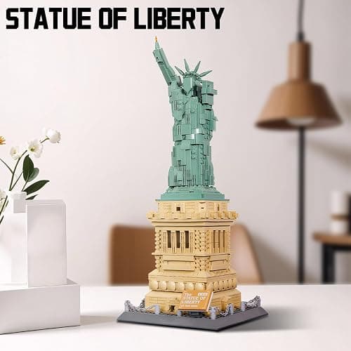 LQPFBSM Statue of Liberty Building Blocks Sets Collectible New York City Architecture Souvenir Model World Famous Landmark Building Kits Toys Gift for Adults Kids and Teens 1409PCS thumbnail 5