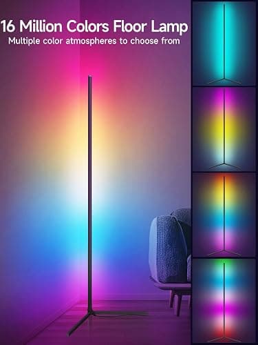 Tyute Corner Floor Lamp, RGB LED Corner Lamp with Music Sync, Smart App and Remote Control Color Changing Ambience Light, LED Lamp with 16 Million Colors for Bedroom, Living Room Gaming Room thumbnail 2