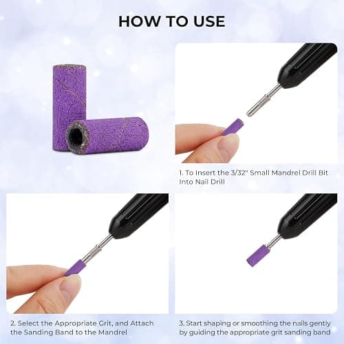 Lavinda Nail Drill Bits 80#120#180#240# Small Sanding Bands for Nail Drill 4 Color Electric File Nail Sanders with 3/32" Mandrel Bit for Manicure & Pedicure 80 Piece (Multicolor) thumbnail 6