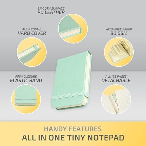 NeatVilla Tiny Notebook 3x4 Small Notepad Pocket Size, A7 Leather Hardcover Mini Notebook, Tear Off Sheet Tiny Notepad with Elastic Band, 4 Pack Mini Pocket Notebook for Nurse Reporter (Black) thumbnail 6