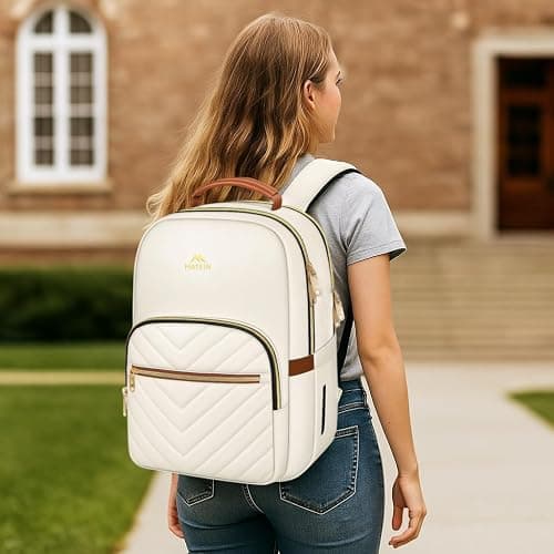 MATEIN Backpack for High School Girls, Large Capacity 17 Inch Laptop Backpack with Multiple Pockets, Water Resistant College Work Bag, Lightweight Daypack for Travel, Beige thumbnail 7