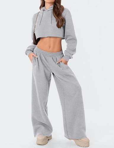 LOMON Wide Leg Sweatpants Women Fleece Sweat Pants Fall Spring Clothes 2026 Teen Girl Baggy Jogger Sweatpant with Pockets thumbnail 4