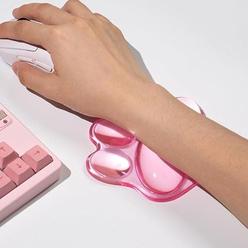 Cat Paw Mouse Wrist Rest, Pink Gel Clear Mouse Wrist Support Pad, Cute Ergonomic Wrist Cushion for Mouse, Soft Transparent Wrist Pain Relief for Office Home Desk Computer Mouse(Pink) thumbnail 2