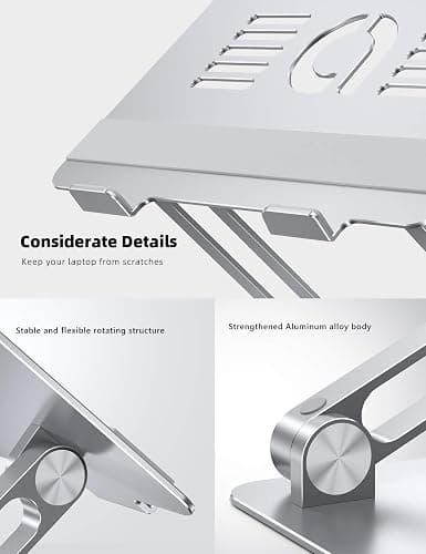 Lamicall Adjustable Laptop Stand, Portable Laptop Riser, Aluminum Laptop Stand for Desk Foldable, Ergonomic Computer Notebook Holder for MacBook Air Pro HP, Office Desk Accessories (10-17.3'')- Silver thumbnail 8