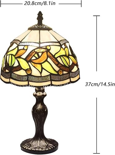 MIAOKE Stained Glass Table Lamp,Stained Glass Crystal Bead Style Table Light, Handmade Desk Bedside Night Light, Antique Art Craft Gifts Lover Living Room Bedroom Bookcase (Lace Baroque) thumbnail 3