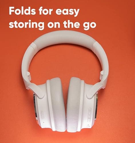WYZE Noise Cancelling Headphones, Over The Ear Headphones with Active Noise Cancellation, High-Fidelity Sound, Transparency Mode, Alexa Built-in, White thumbnail 7