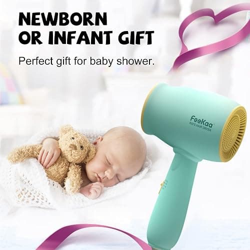 Feekaa Kids Hair Dryer, Low Noise Gentle Heat for Kids Skin, Gift for Children's Birthday, Christmas, Yellow-Green thumbnail 6