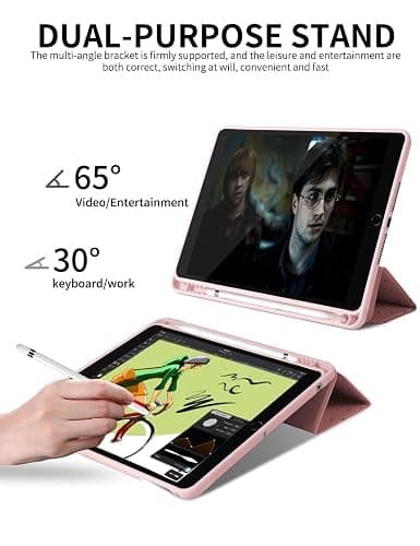 Fycyko Compatible with iPad 10.2 Inch Case,iPad 9th/8th/7th Generation 2021/2020/2019 Cases with Pencil Holder,Cute Polka Dot Stylish Aesthetics Design Protective Cover-Pink thumbnail 5