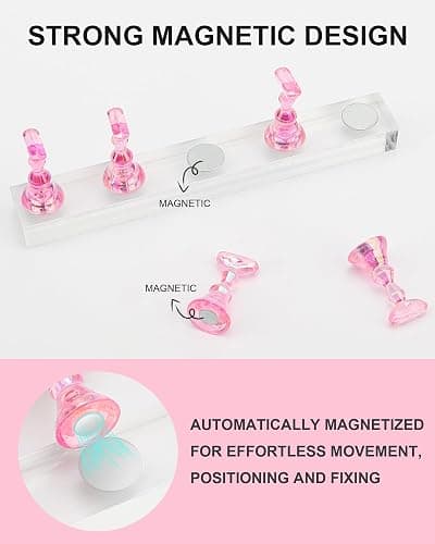 Difenni Nail Stand for Press Ons, Nail Holder for Painting Nails, Upgraded Solid Acrylic Magnetic Fake Nail Stands Tips, Flower Nail Holder with Double-sided Tape Practice Nail Art Tools thumbnail 5