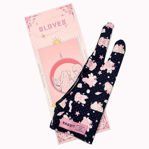 Artist Drawing Glove for Graphic Drawing Tablet, Fits Left and Right Hand | Two Fingers Digital Art Glove for Drawing Tablet, iPad, Monitor Painting, Paper Sketching(BlackPink, Size M, 3.2x8.4inch) thumbnail 8