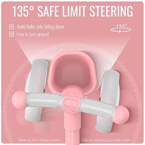 Umatoll Colorful Lighting Baby Balance Bike Toys for 1 Year Old Girl Gifts, Adjustable Seat, First Birthday Gifts, 12-24 Months Toddler Bike, Pink thumbnail 9