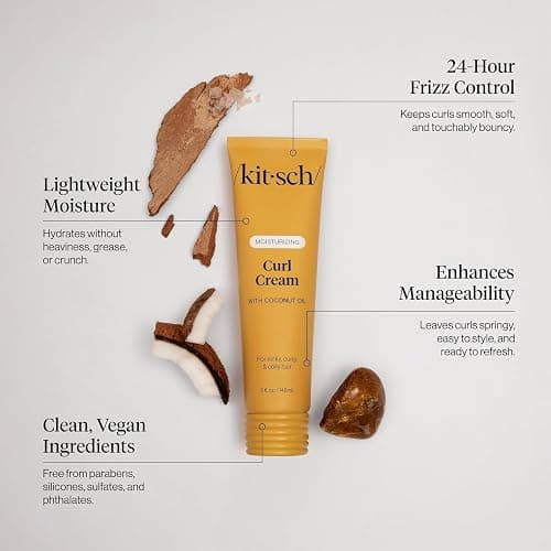 Kitsch Moisturizing Curl Cream for Curly Hair – Lightweight Curly Hair Products for Men & Women | Defines Curls, Controls Frizz & Boosts Shine | Hydrating Curling Cream - 5.3 oz thumbnail 5