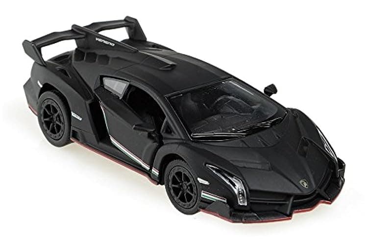 KiNSMART Lamborghini Veneno 1:36 Scale 5 Inch Die Cast Metal Model Toy Super Car (Black (Matt)) - Image 1