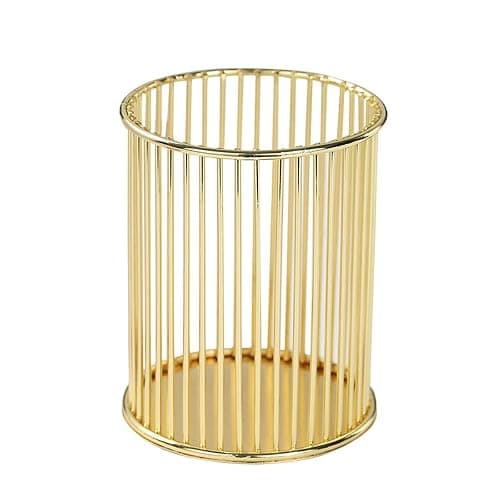 HSYMQ Gold Metal Pen Holder for Desk, Makeup Brushes Cup, Pencil Holders, Office&Home Organizer - Image 1