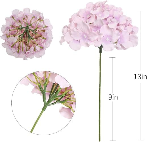 FLORRALIA Fake Purple Hydrangea Artificial Flowers - Faux Silk Hydrangeas Flowers Heads with Stems Real Touch for Home Wedding Party Table Decor(Light Purple,Pack of 10) thumbnail 3