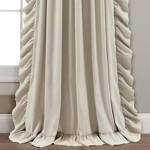 Lush Decor Reyna Ruffle Window Curtain Panel Set, Pair, 54" W x 84" L, Wheat - Flowy Curtain Set - Romantic Ruffle Curtains for Bedroom, Living room, or Dining Room - Farmhouse & Cottage Home Decor thumbnail 2