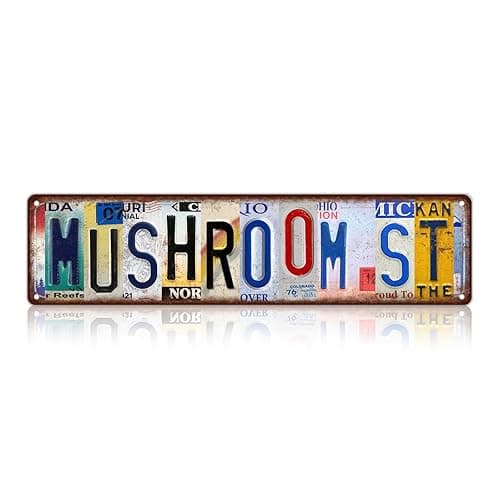 Vintage Mushroom St Wall Decor Street Signs Metal Tin Signs 16 x 4 Inches - St-16