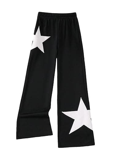 COZYEASE Girls' Print High Waisted Straight Leg Sweatpants Casual Athletic Loose Long Pants - Image 1