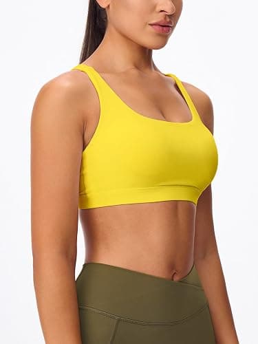 Omwilddo Women's Strappy Sports Bras Light Compression Crop Criss Cross Back Padded Workout Yoga Bra Supportive U Neckline thumbnail 2
