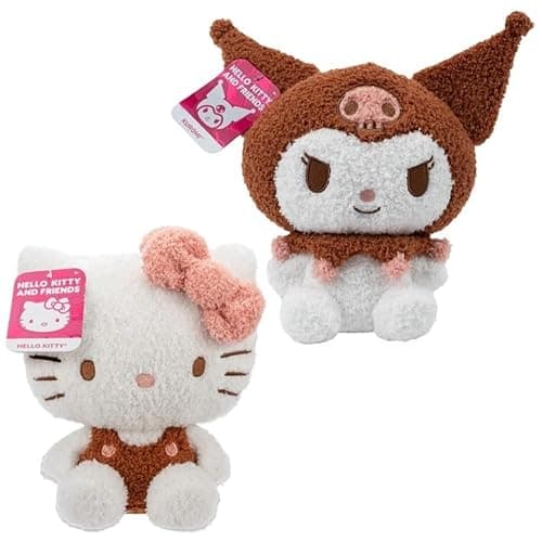Hello Kitty and Friends 8" Plush 2-Pack - Hello Kitty & Kuromi - Officially Licensed - Get Two 2025 Authentic Limited Edition Collectible Soft Stuffed Animal Toy Figures - Gift for Kids, Boys, Girls - Image 1