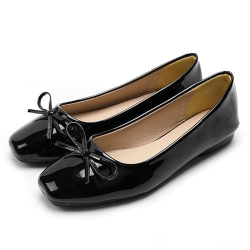 Dear Time Women's Casual Foldable Ballet Flats Square Toe Ballerina Flats Shoes Comfortable - Image 1