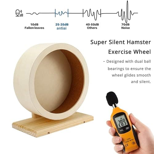 antiai Hamster Wooden Silent Wheel, Small Animal Exercise Wheel Accessories, Quiet Spinner Hamster Running Wheels Toys for Hamsters,Guinea Pig, Gerbils, Mice and Other Small Pets,8.2' Medium Size thumbnail 4