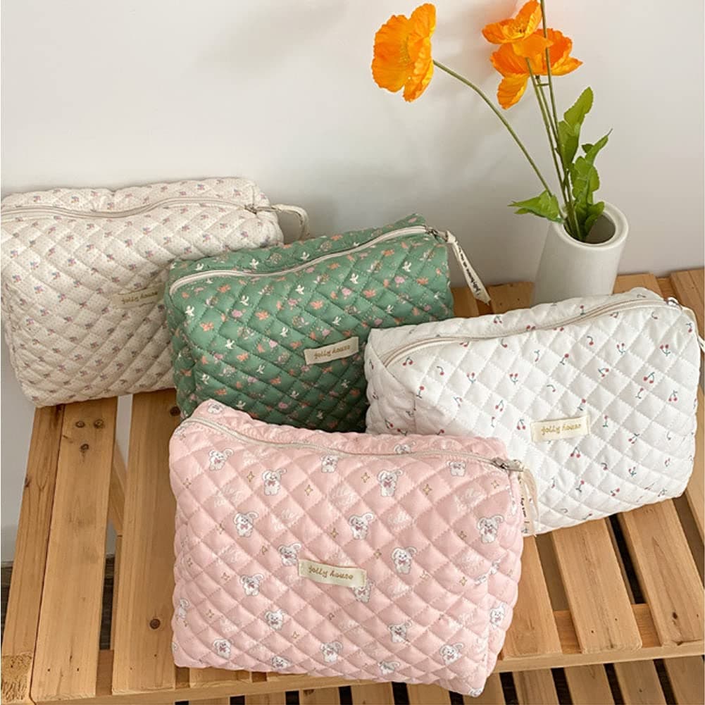 Aucuu Large Cosmetic Bag Travel Cosmetic Bag with Zipper Floral Large Capacity Travel Toiletry Bag for Women Girls thumbnail 7