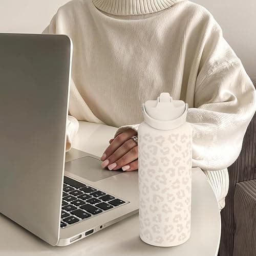 Leopard Water Bottle 32oz Stainless Steel Vacuum Insulated with Lid, Leopard Print Water Bottles for Gym Sports Travel Outdoor, Gifts for Women Girls Ladies Birthday Christmas thumbnail 2