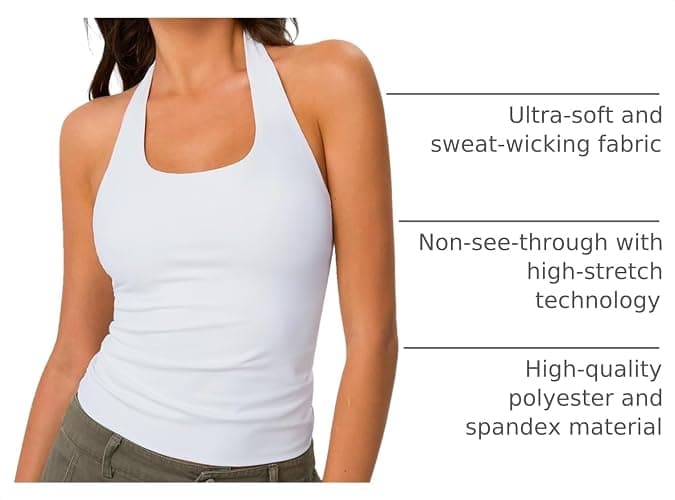 Trendy Queen Halter Tops for Women 2026 Summer Going Out Crop Cute Y2k Tops | Sleeveless Backless Open Back Tops, Workout Gym Clothes, Beach Vacation Outfits Casual Tank Tops, Spring Fashion Outfits thumbnail 4