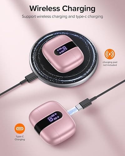 TAGRY Bluetooth Headphones True Wireless Earbuds 60H Playback LED Power Display Earphones with Wireless Charging Case IPX5 Waterproof in-Ear Ear buds with Mic for TV Smart Phone Laptop Computer Sports thumbnail 6
