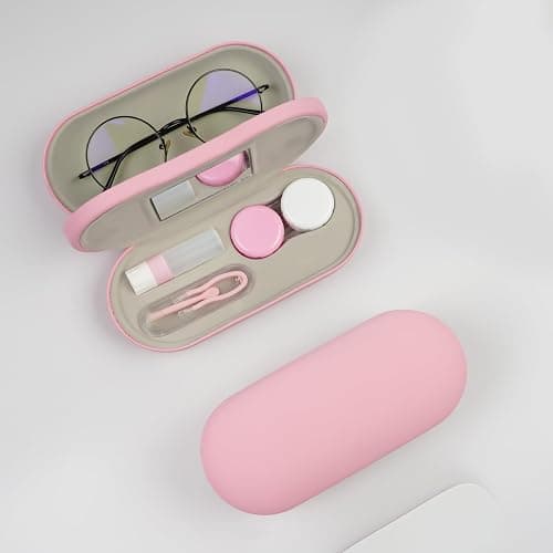 Eyeglass Case Double Sided Travel Size Cute Portable Contact Lens Box 2 in 1 Multifunction With Tool for Daily Outdoor Office thumbnail 2