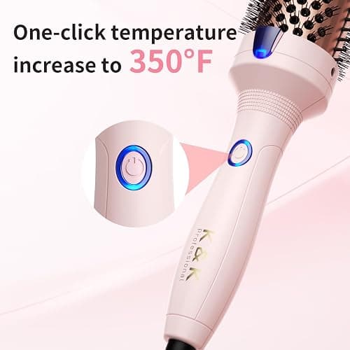 K&K Thermal Brush for Blowout Look, 1 1/2 Inch Ionic Heated Round Makes Hair Smoother, Dual Voltage Thermal Round Brush Get Natural Curls, Easy to Use, Rose Pink thumbnail 5