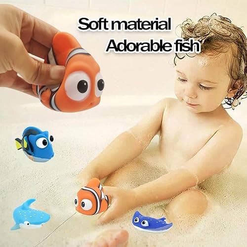 Kid Shower Toy Baby Bath Squirt Toys,Shark Bathtub Water Toys,4pcs Toddlers Infant Swimming Pool Toys,for Birthday Gifts Summer Beach,Pool Activity thumbnail 4