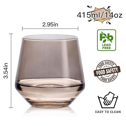 Colorsavant Stemless Wine Glasses Set 6【Colored Wine Glasses Stemless】 Multi Color Short Tumbler【14oz】 Colored Glassware for Wine or Soft Drinks,Unique Wine Gifts for Women Birthday Wedding - Colored thumbnail 3